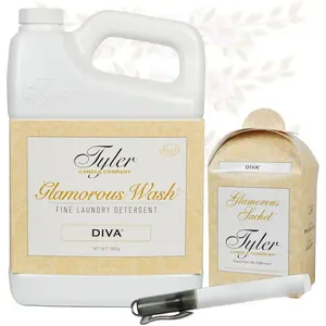 Tyler Glamorous Wash Diva Fine Laundry Detergent with Stain Remover Pen and Dryer Sachets - Liquid Detergent Designed for Clothing - Hand and Machine Washable - 64oz (Diva)