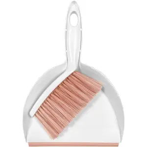 Portable Mini Broom and Dustpan Set, Small Dustpan & Brush Cleaning Tools for Home Office RV Camping Learning (Pink)