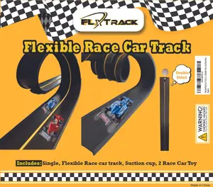 Toy Car Track Set, Flexible Track, with Pressure Suction Cup, 2 Small racecars, Zipup Storage Bag, Highly Flexible Two-Lane Racetrack. Slot Car Race Tracks Set, DOUBLESIDED 5+ Meters Long