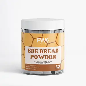 FWCLABS Bee Bread Powder Sachet Complex - Premium Freeze-Dried Bee Bread Royal Jelly & Propolis Extract - Vitamin C Enriched - 30 Sachets - 120g - Whole-Food Daily Nutrient Support