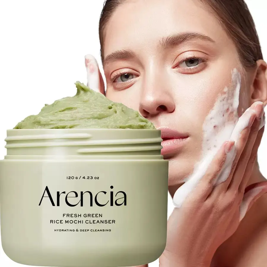 [ARENCIA] Korean Green Rice Mochi FaceCleanser - Face Mask, Foaming Cleanser,Gentle Scrub All in One - Deep Cleansing,Moisturizing, Pore Minimizing, RemovingBlackhead- with Rice Water & Green Tea, Mugwort