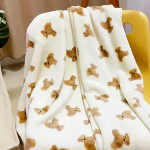 1Pc Cartoon Bear Pattern Soft And Comfortable Baby Blanket, Stroller Cover, Blanket Suitable For Baby Use