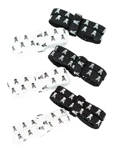 Two Pairs Dual-Sided Printed Skull Flat Shoelaces, Versatile Canvas Shoes Casual Laces, All Seasons Fashion Accessories