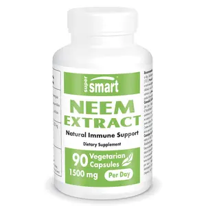 Supersmart - Neem Extract 1500mg per Day - Azadirachta Indica Leaf Oil Extract - Neem Supplement | Non-GMO & Gluten Free - 90 Vegetarian Capsules