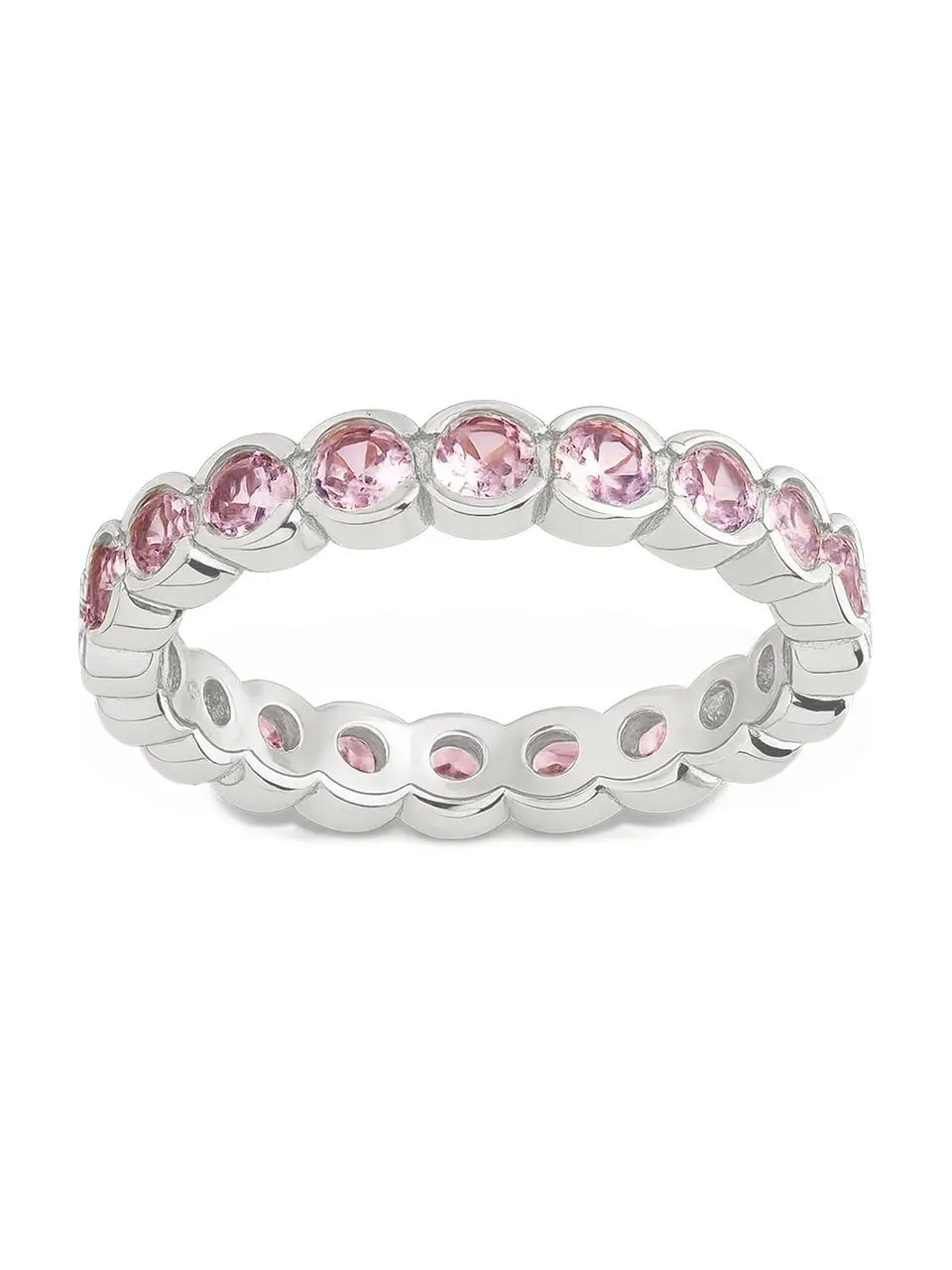 Sterling Silver Light Pink Helene Bezel Eternity Band Ring