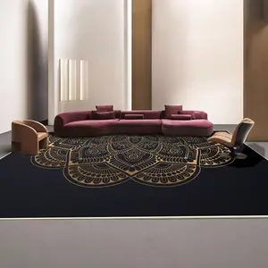 Velvet Mandala Print Rug, Home Decor Carpet, Living Room Sofa Mat, Bedroom Bedside Blanket, Multi-Scene Use