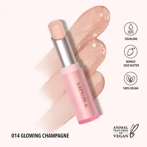 MOIRA | Signature Lipstick (014, Glowing Champagne) | Creamy Lightweight Lipstick with Glossy Shine, Non-Sticky Finish | Infused with Mango Butter & Squalane for Hydrating Comfort