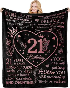 21th Birthday Gifts for Girls Flannel Blanket Birthday Gifts for Her 21th Birthday Decorations Blanket Best Girls Birthday Presents for 21 Year Old Girls Birthday Gifts for Daughter Niece