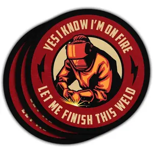 Yes I Know I'm on Fire Let Me Finish This Weld Sticker Funny Welding Decals Welder Sticker for Welding Hood Let Me Finish Sticker for Laptop Water Bottle Phone Car Helmet Hard Hat Gifts 3" A