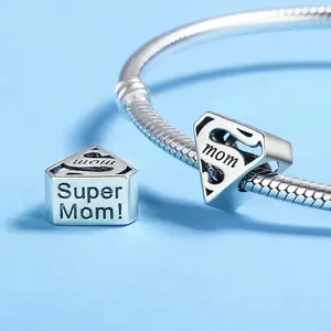 Superhero Mom Shield Bead DIY Bracelet Jewelry Mother Gift