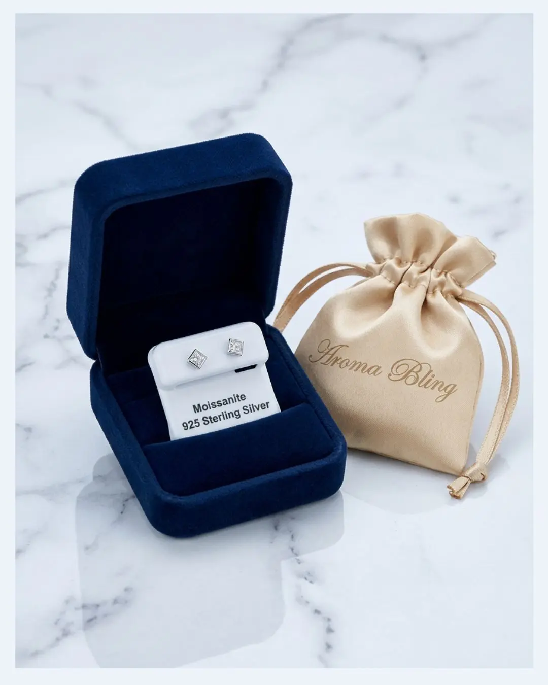S925 Silver Moissanite Square Stud Earrings