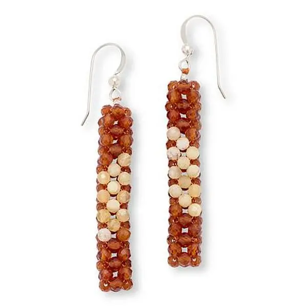 Mine Finds by Jay King Hessonite and Yellow Opal Bead Woven Earrings