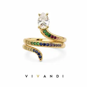 Vivandi Rainbow Serpent Wrap Adjustable Ring