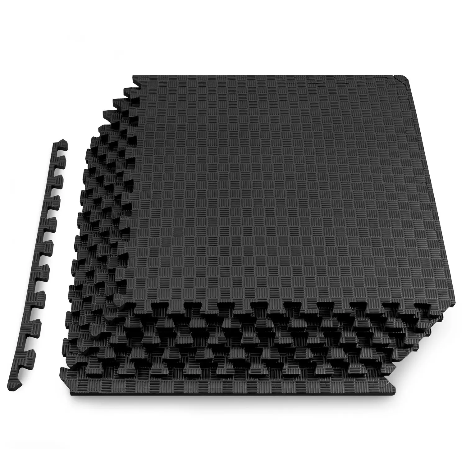 ProsourceFit Checkered Exercise Puzzle Mat 1/2-Inch Interlocking Foam Floor Tiles for Home Gym and Workout Spaces