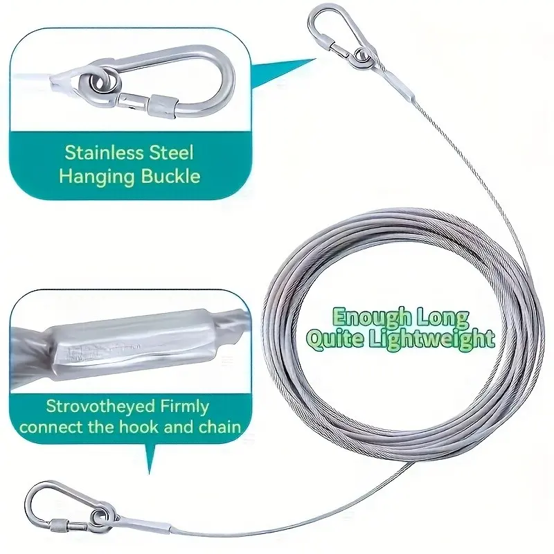 Stainless Steel Foldable Clothesline, Ideal for Home, Indoor/outdoor Laundry Products, Camping Gear, Bathroom, Dorm, Durable and Corrosion-Resistant