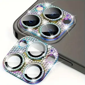 Rhinestone Decor Phone Camera Lens Protector, Full Coverage Lens Protective Film, Phone Accessories Compatible with iPhone 16 15 14 Pro Max 14 Plus 13 12 11 Pro Max, Casing