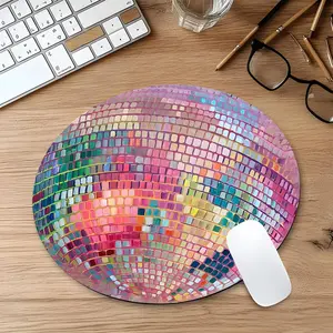 Round Disco Ball Pattern Mouse Pad, Non-slip Rubber Base Mouse Pad, Mouse Mat made for Gaming and Office Computer, Laptop Computer, Desktop Mouse Pad, Gift for Friend, Mousepad