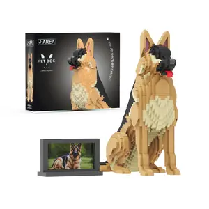 German Shepherd Micro Building Blocks Set, Creative animal series mini Collect Model toy Building block model , High difficulty small particle assembly,  Great Christmas/ Birthday Gift for animal lover, 2632PCS