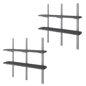 Suncast Vertical Shed 4 Shelf Kit Space Saving Wall Mount Outdoor Storage, Black