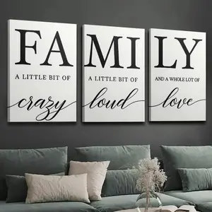 3-piece set of framed canvas oil paintings and posters, family cultural love theme, ready to hang, high-definition printing, creative gift, living room, bedroom, dining room, hallway wall art, room decoration, office wall art