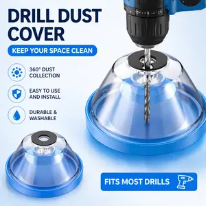 Dust cover for household electric drill bits, prevents dust accumulation during drilling, dust collector, portable and easy-to-clean tool for dust prevention and drilling with impact drills.