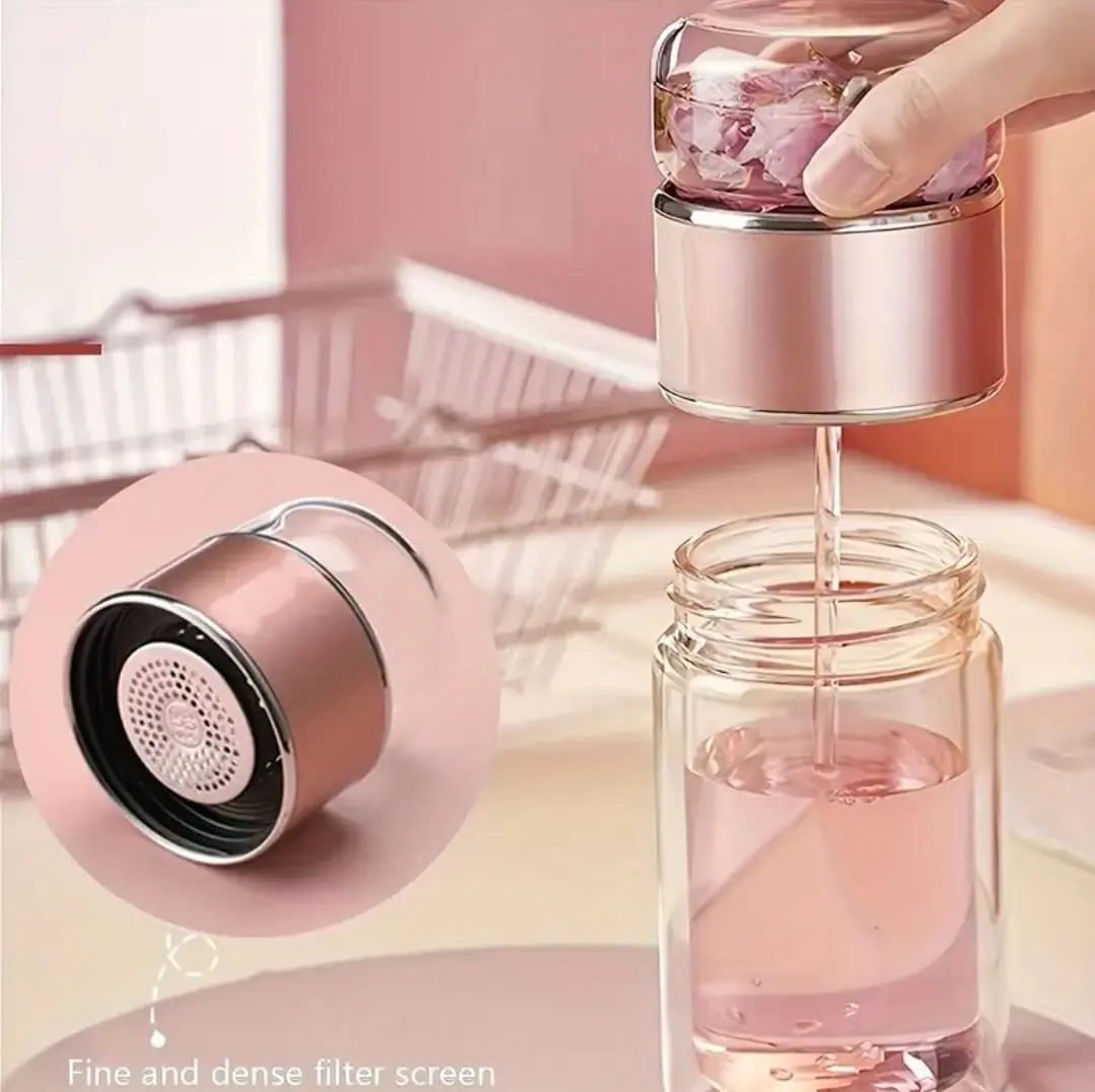 Double-Walled Infuser Glass Bottle –  (400ml / 500ml) Borosilicate Tea & Coffee Travel Bottle with Filter