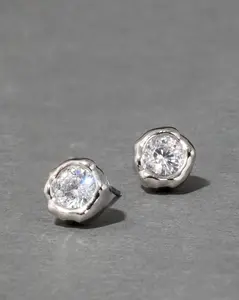 Asterales Molten Bezel Stud Earring- Silver