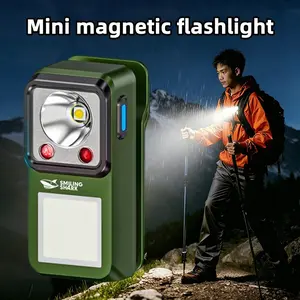 Mini magnetic flashlight, 600 lumens, Type-C rechargeable, equipped with white LED, UV and RGB lights, suitable for work, signaling, inspection, and outdoor use.