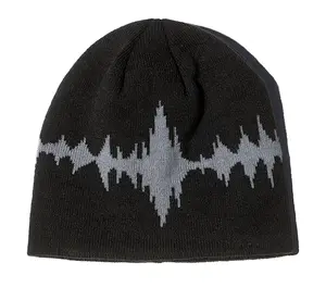 Praying Amen Break Beanie - Cotton Beanie with Silver Sound Wave Design for Comfort and Style