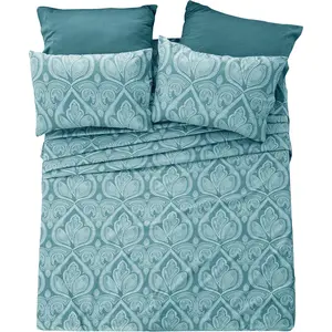Full Size Bed Sheets, 6-Cooling Bed, Style Sheets, Microfiber Sheets Deep Pockets, Easy-Fit,  Wrinkle Free Oeko-Tex Paisley Bed Sheets (Full, Blue)