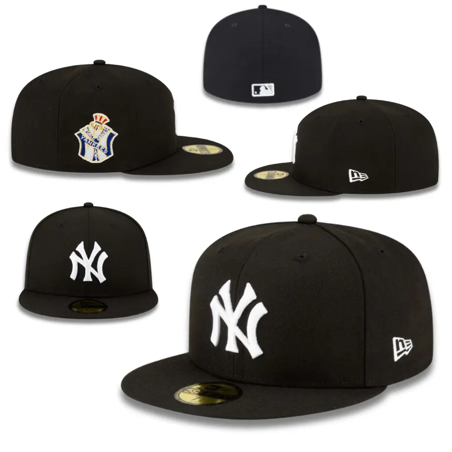 New York Yankees New Era 59FIFTY Fitted Cap For Men & Women – Black/White Flat Brim Hat with NY Logo Embroidery, MLB Streetwear Style
