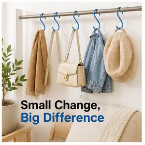 Stop Messy Closets! Non-Slip S Hooks for Bags, Towels & Kitchen Tools