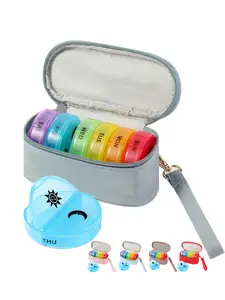 Weekly Pill Organizer 2 Times a Day, Travel Pill Box 7 Day with Large Opening, Pill Case with Handle, Pill Dispenser Medicine Organizer for Vitamins, Fish Oils, Medications, Supplements