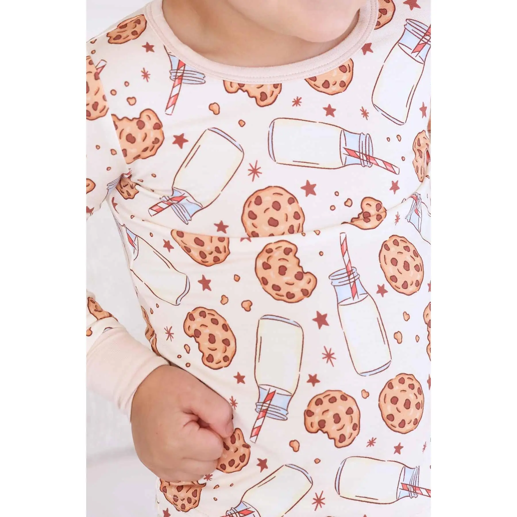 Caden Lane Boys' Cookie Cuddles 2-Piece Sleepwear Set, Long Sleeve Spandex Top, Spandex Pants, Kids' Loungewear