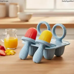 4 Pack Silicone Popsicle Mold Set, Food Grade Reusable Ice Pop Maker