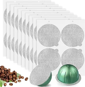 Foils Lids to Reuse Vertuoline Capsules Coffee Pods and Refillable PodsCompatible with  VertuoLine Machine, 64mm (100pcs)