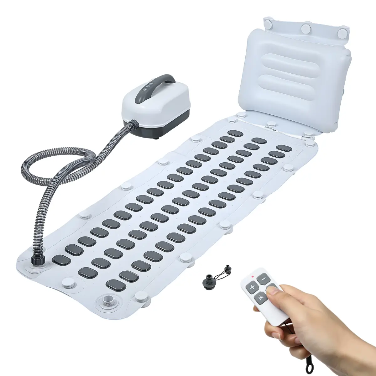 High-Quality Compact EVA Spa Bath Mat with Adjustable Handheld Bubble Maker, Remote Control, 6 Bubble Levels, Pillow, Suction Cups, Button Batteries for Home Spa Stress Relief