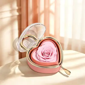1PC Graduation & Back To School Season Surprise Gift – Elegant Rose Jewelry Box with Heart-Shaped Pendant Necklace Included, Romantic Gift for Mom, Grandma, Wife, Girlfriend, Daughter，Mother’s Day Gift