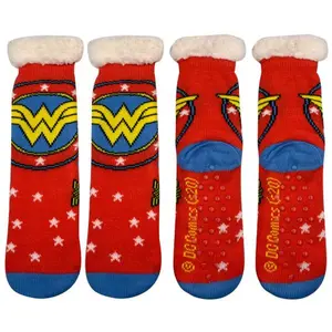 Cozy Moments Wonder Woman Logo Sherpa Socks