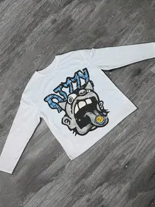 Men's Slim Fit Long Sleeve Graphic Print T-Shirt, Doodle Illustration Style, Casual Daily Wear, Unisex Street Fashion, All Seasons, Streetwear