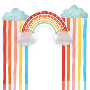Retro Rainbow & Cloud Hanging Decorations Kit - 5 Piece Set