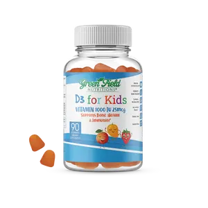 Greenfield Nutritions - Halal Vitamin D3 for Kids 1000IU (25 mcg) Gummies - Gelatin Free and Gluten Free Non GMO-90 Gummy