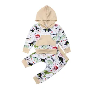 Ma&Baby 2Pcs Infant Toddler Baby Boy Girl Dinosaur Long Sleeve Hoodie Tops Pants Set Fall Winter Outfits