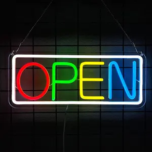 LED Neon Open Sign, Business Hour Sign, Powered by USB with Switch, LED Display Window Lights for Cafe Bar Hotel Salon Bookstore Restaurant Grocery Shop Store Wall Decor