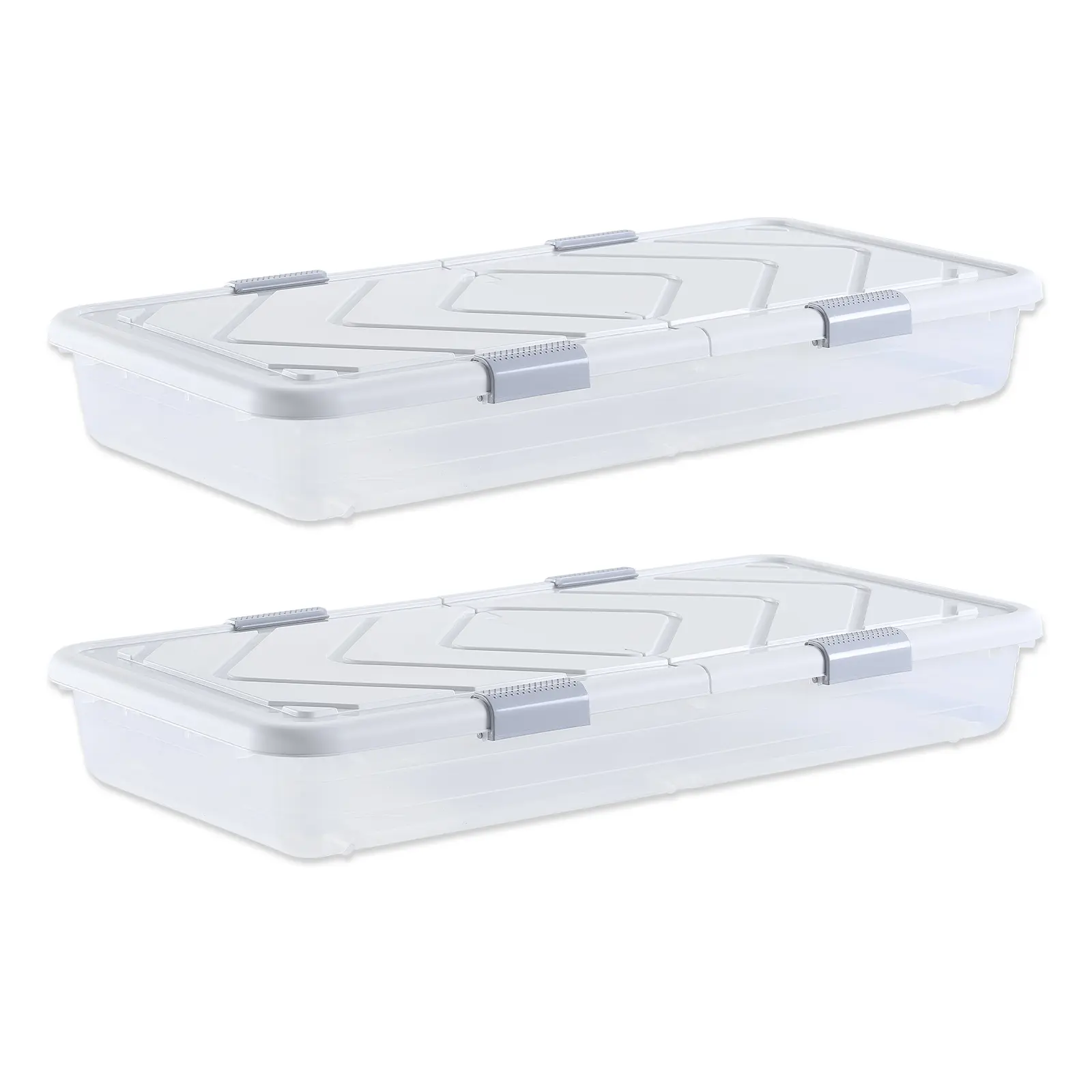 【summerfinds】VEVOR 2-Pack Rectangle Plastic Bedroom Storage Boxes with Wheels, 39.8x20.1x5.9in Household Organizers with Lid, Gray Latch, Rolling Bins for Clothes, Shoes or Blankets [DealsForYouDays], Bedroom Storage Box
