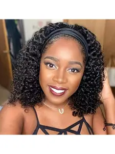 14-Inch Short Curly Hair Wig, Fashion Synthetic Half Head Wig with Elastic Band, Voluminous Curl, Natural Look, Casual or Special Occasion, Kinky Curly Wigs