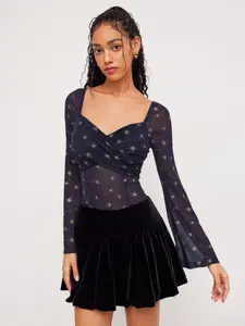 Cider Mesh Sweetheart Glitter Star Bodysuit