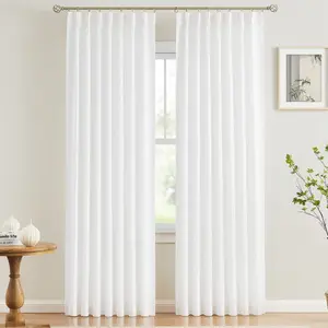 VEVOR Sheer Curtains, 84 inches Long, 2 Panels Set Sheer White Curtains, Each 52 Wx 84 L, Dual Rod Pocket Installation, 100 Polyester Window Drapes for Bedroom, Living Room, Balcony, Yard