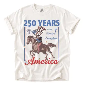 250 Years of America T-shirt, Patriotic Faith Family Freedom Tee, USA 250 Anniversary Shirt, Vintage American Flag Graphic Top, Gift for Men Women