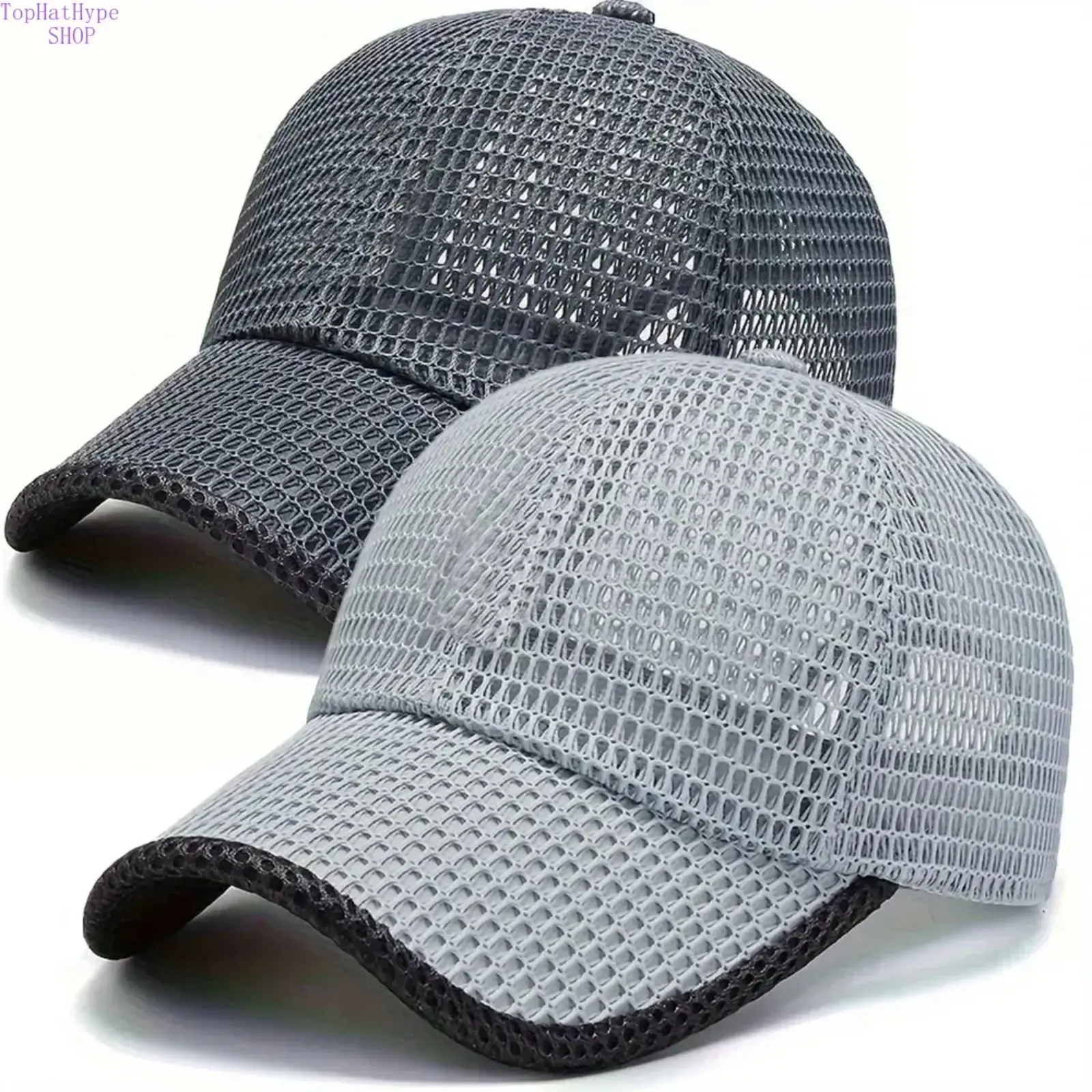 Men's 2-Pack Anti-UV Fisherman Hats, Breathable Lightweight Mesh Baseball Cap with Cool Airflow, Sun Protection Duck Tongue Hat for Hiking & Outdoor Summer Activities, Hiking Hats